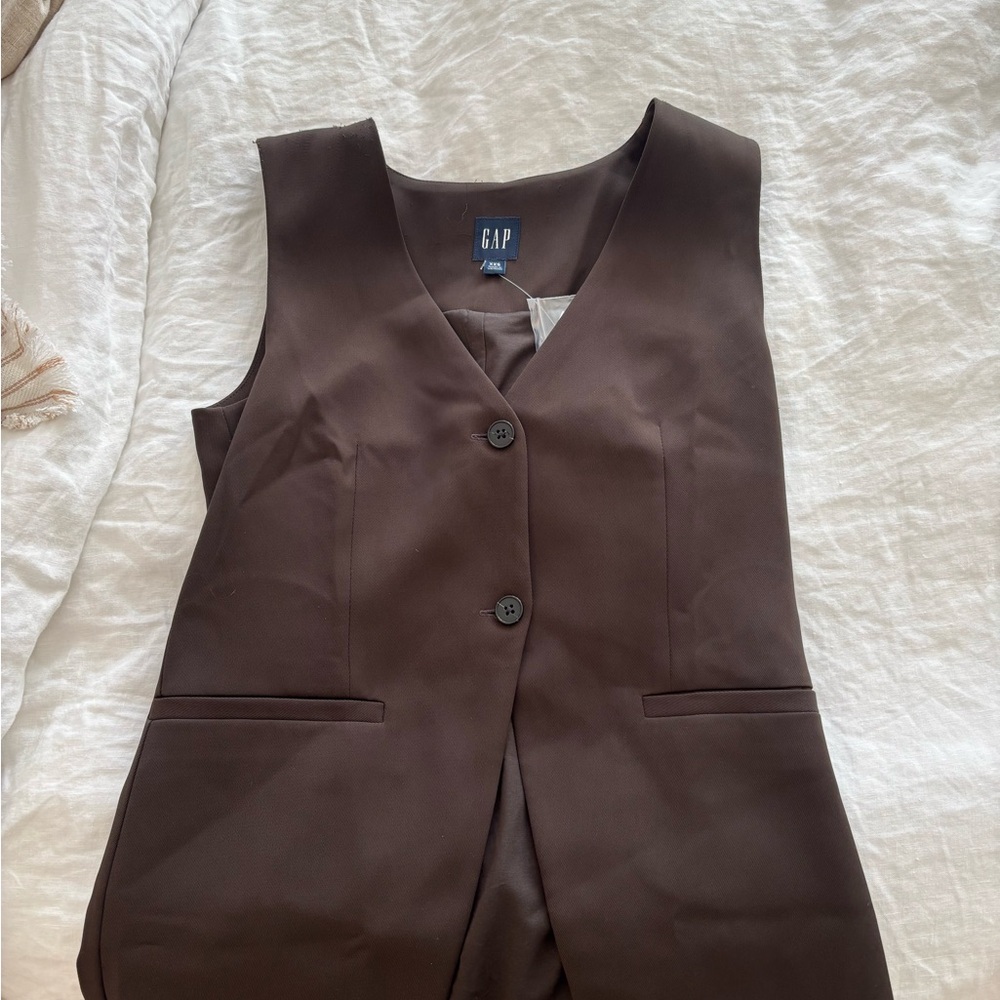 GAP Brown Sleeveless Tailored Jumpsuit Vest
